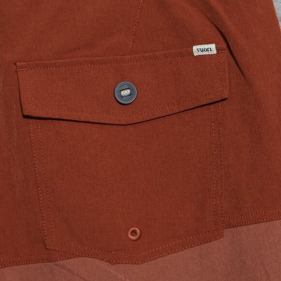 Vuori Cruise Board Shorts Mens Size 36 Red Two Tone Swim Trunks Surf Beach - Picture 5 of 11